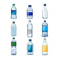 mineral water bottle set cartoon vector illustration