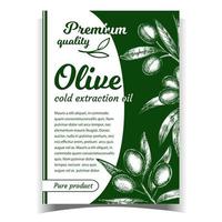 vector de cartel de producto de calidad premium de aceite de oliva