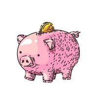 piggy bank sketch hand drawn vector