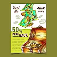 Cash Back Commercial Advertising Poster Vector