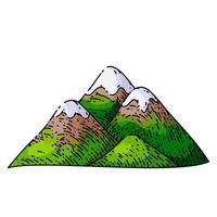 mountain green sketch hand drawn vector