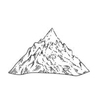 montaña nieve bosquejo mano dibujado vector