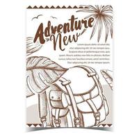 Adventure Tourist Travel Backpack Poster Vector