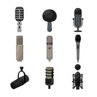 micrófono micrófono conjunto de música dibujos animados vector ilustración
