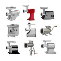 meat grinder set cartoon vector illustration