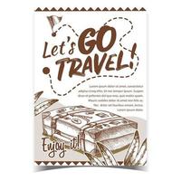 Travel Valise Luggage With Stickers Poster Vector