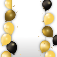balões dourados e pretos com quadro branco png