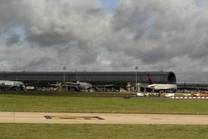 PARIS, FRANCE - NOVEMBER 7 2019 - Paris airport CDG landing and loading cargo and passenger photo