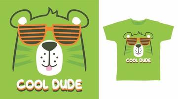 Cool dude cute bear glasses design vector illustration ready for print on t-shirts