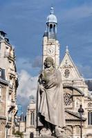 Corneille statue in paris with Saint etienne du Mont church photo