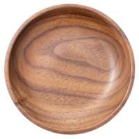 Empty round wooden plate or bowl isolated