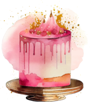 Cute Watercolor Birthday Cake with Candles png