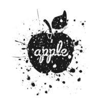 manzana negra grunge. ilustración vectorial vector
