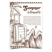 Summer Travel Suitcase On Wheels Poster Vector