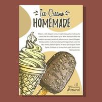 Ice Cream Covered Chocolate And Nuts Poster Vector