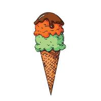 waffle cone ice cream sketch hand drawn vector