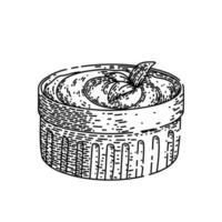 bowl pesto boceto dibujado a mano vector
