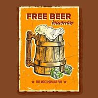cerveza taza de madera cervecería publicidad banner vector