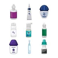 eye drops set cartoon vector illustration