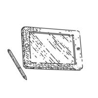tableta pantalla boceto dibujado a mano vector