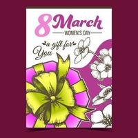 Woman Day 8 March Gift Box Advertise Banner Vector