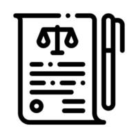 Sheet of Paper and Pen in Court Law And Judgement Icon Vector Illustration