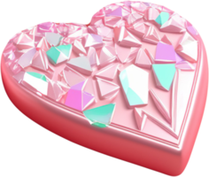 3D illustration of a shiny heart shape like a gem crystal png