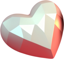 Ilustración 3d de una forma de corazón brillante como un cristal de gema png