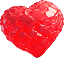 3D illustration of a shiny heart shape like a gemstone png