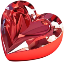Representação 3D de uma forma de coração brilhante como uma pedra preciosa png