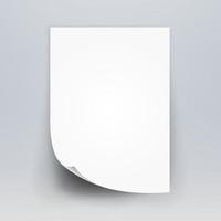 Blank white 3d Paper Canvas Vector. White Blank Office Paper Mock Up Isolated On Gray Background. Folded Realistic Sheet Of Paper Mock Up A4.