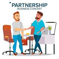 Business Partnership Concept Vector. Two Business Man. Closing deal Document. Business Connection. Isolated Flat Cartoon Illustration vector