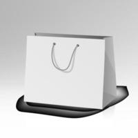 Blank Paper Bag Template Vector. 3D Realistic Shopping Or Gift Bag Mock Up With Handles Isolated vector