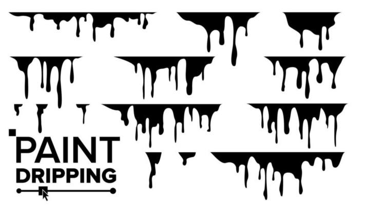 Paint Dripping Liquid Vector. Abstract Current Drops. Ink, Blood Splatters. Halloween Concept. Isolated Illustration