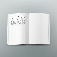 Open Magazine Spread Blank Vector. 3d Realistic Template. Empty Paper Mock Up For Design. vector