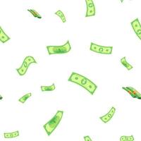 Dollar Seamless Pattern Vector. Green Money. Finance Currency. Cute Graphic Texture. Textile Backdrop. Cartoon Colorful Background Illustration vector