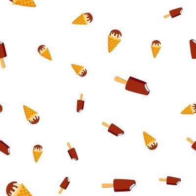 Ice Cream Seamless Pattern Vector. Cold Vanilla Cone. Tasty Cold Food. Cute Graphic Texture. Textile Backdrop. Cartoon Colorful Background Illustration