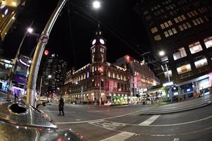 MELBOURNE, AUSTRALIA, AUGUST 16 2017 - Melbourne streets traffic, local and tourist at night photo