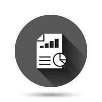 Financial statement icon in flat style. Document vector illustration on black round background with long shadow effect. Report circle button business concept.