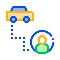 Ilustración de vector de icono de taxi en línea de destino de pasajeros