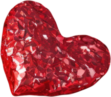 3D illustration of a shiny heart shape like a gem crystal png