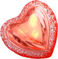 Ilustración 3d de una forma de corazón brillante como un cristal de gema png