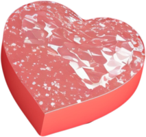 Ilustración 3d de una forma de corazón brillante como una piedra preciosa png