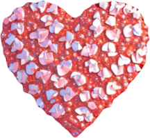 Representación 3d de una forma de corazón brillante como un cristal png
