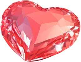 renderização 3D de uma forma de coração brilhante como um cristal png