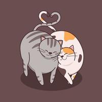 Cute cats walking together cartoon vector