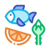 nutrientes de pescado y fruta biohacking icono vector ilustración