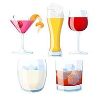 drink glass set cartoon vector illustration