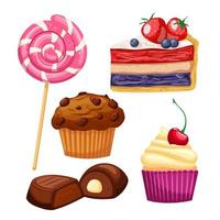 dessert cake bakery set cartoon vector illustration