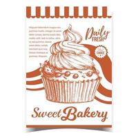 Sweet Bakery Creamy Berry Dessert Banner Vector